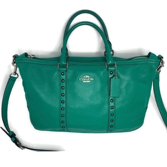 Coach Central Rivet Leaf Enamel Green Leather Bag - Picture 6 of 6